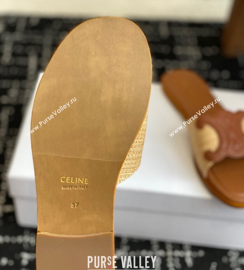 Celine Clemence Flat Slides Sandal in Straw-Like Beige 2025 (SS-250709081)