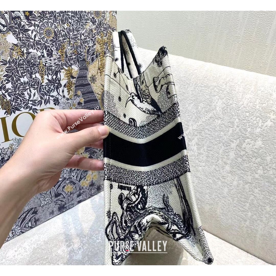 Dior Small Book Tote Bag in Latte White Multicolor Zodiac Embroidery 2021 (XXG-21090843)