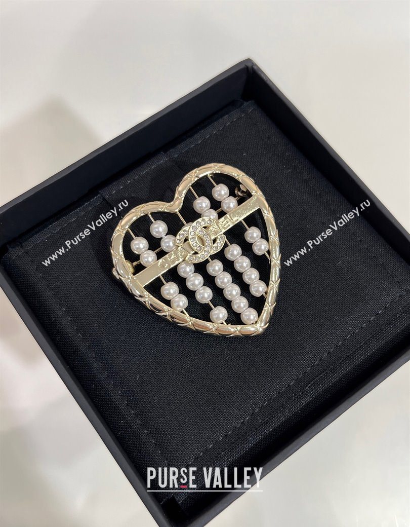Chanel Abacus Heart Brooch with Pearls 2025 (YF-250725074)