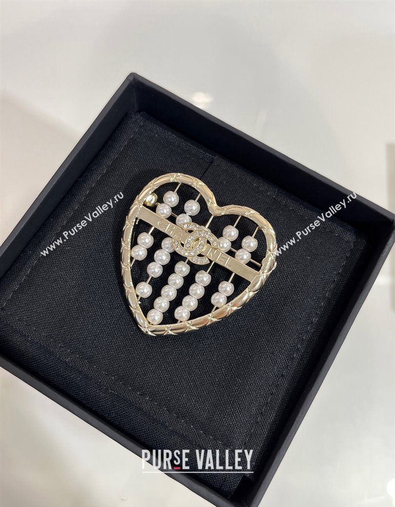 Chanel Abacus Heart Brooch with Pearls 2025 (YF-250725074)