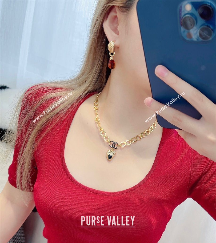 Chanel Pendant Earrings Gold/Orange 2025 0725 (YF-250725076)