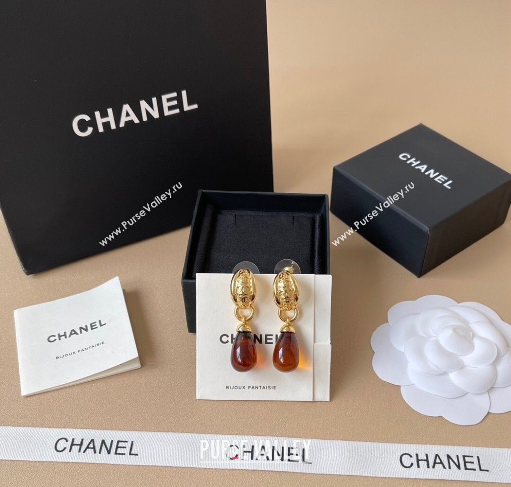 Chanel Pendant Earrings Gold/Orange 2025 0725 (YF-250725076)