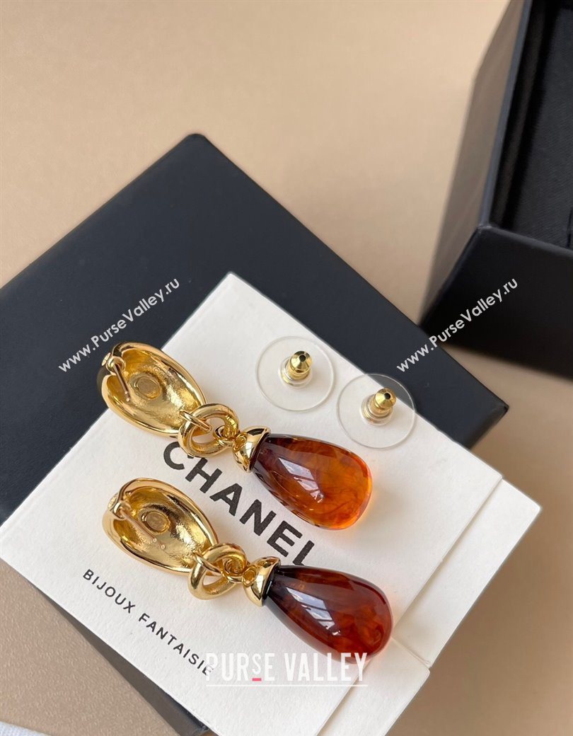 Chanel Pendant Earrings Gold/Orange 2025 0725 (YF-250725076)