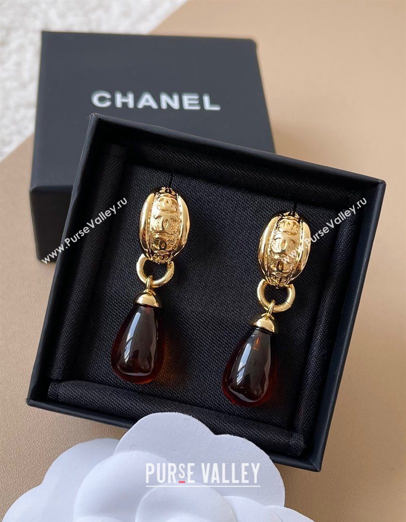 Chanel Pendant Earrings Gold/Orange 2025 0725 (YF-250725076)