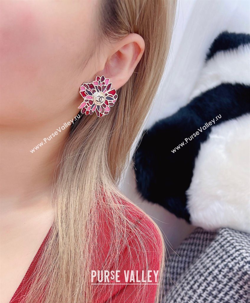 Chanel Bloom Clip Earrings Pink/Red 2025 0725 (YF-250725077)