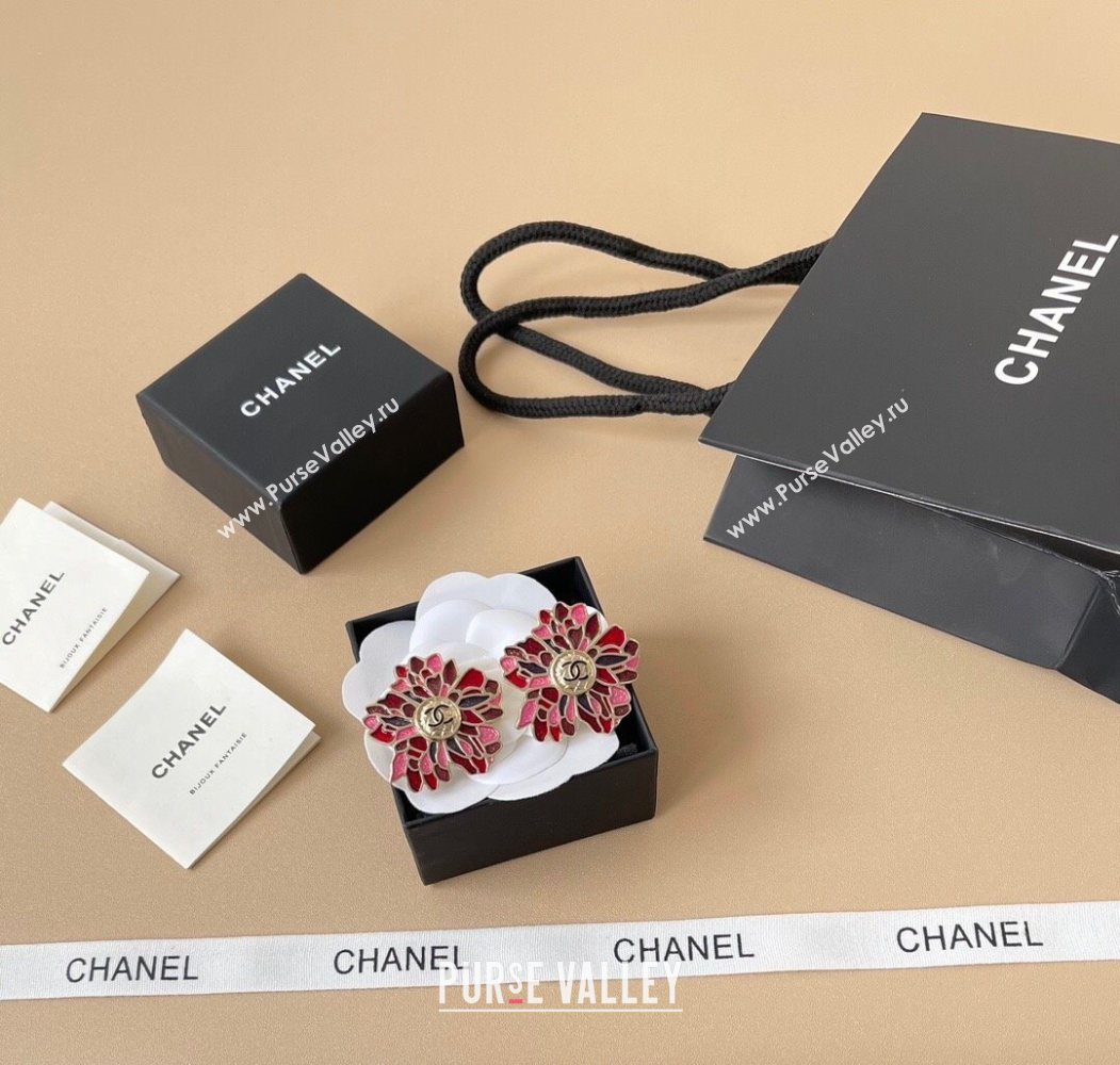 Chanel Bloom Clip Earrings Pink/Red 2025 0725 (YF-250725077)