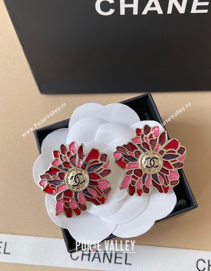 Chanel Bloom Clip Earrings Pink/Red 2025 0725 (YF-250725077)