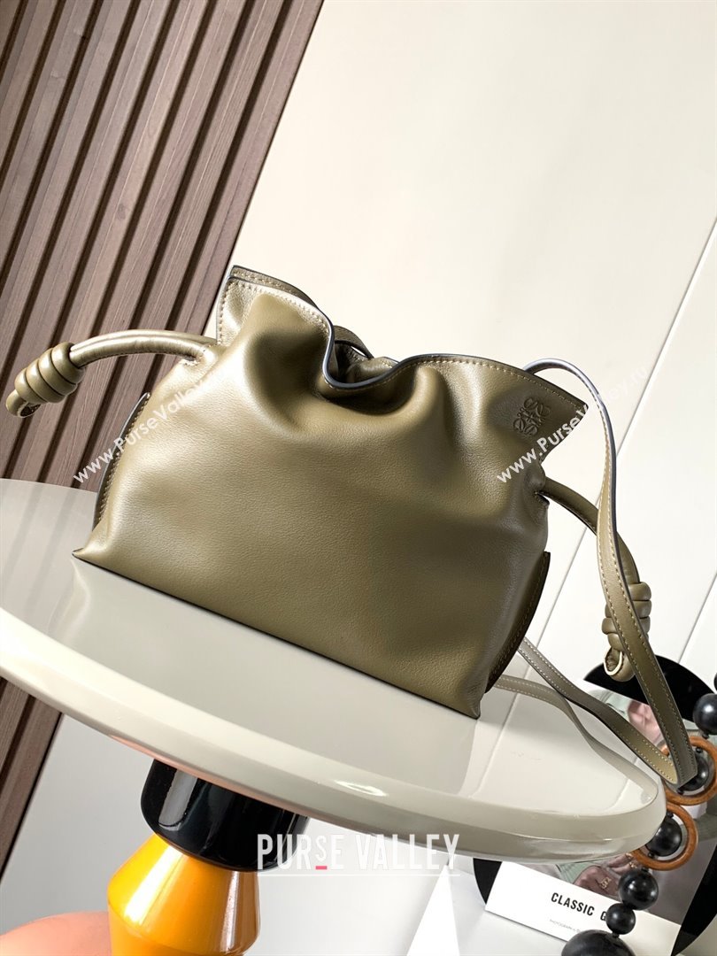 Loewe Mini Flamenco Clutch in Nappa Calfskin 9036 Dark Khaki Green 2023 (MHUI-23111525)