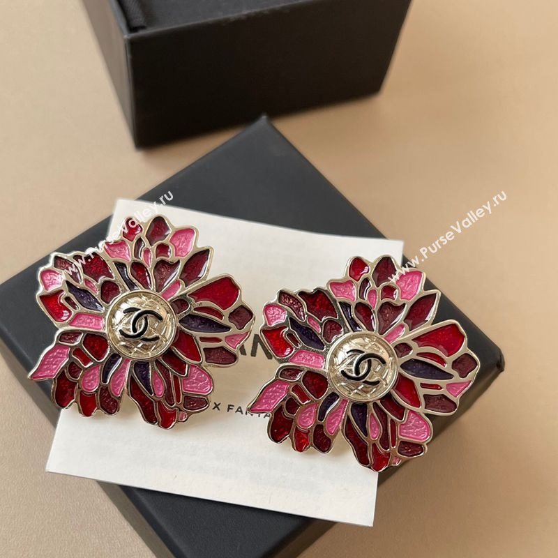Chanel Bloom Clip Earrings Pink/Red 2025 0725 (YF-250725077)