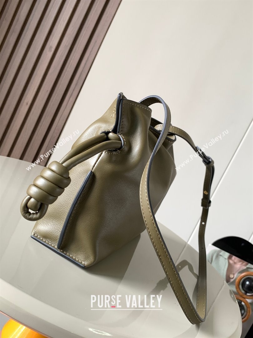 Loewe Mini Flamenco Clutch in Nappa Calfskin 9036 Dark Khaki Green 2023 (MHUI-23111525)