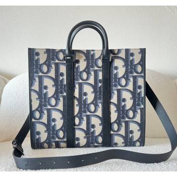 Dior Mens East-West Tote Bag in Beige and Black Maxi Dior Oblique Jacquard 2024 (XXG-240312060)