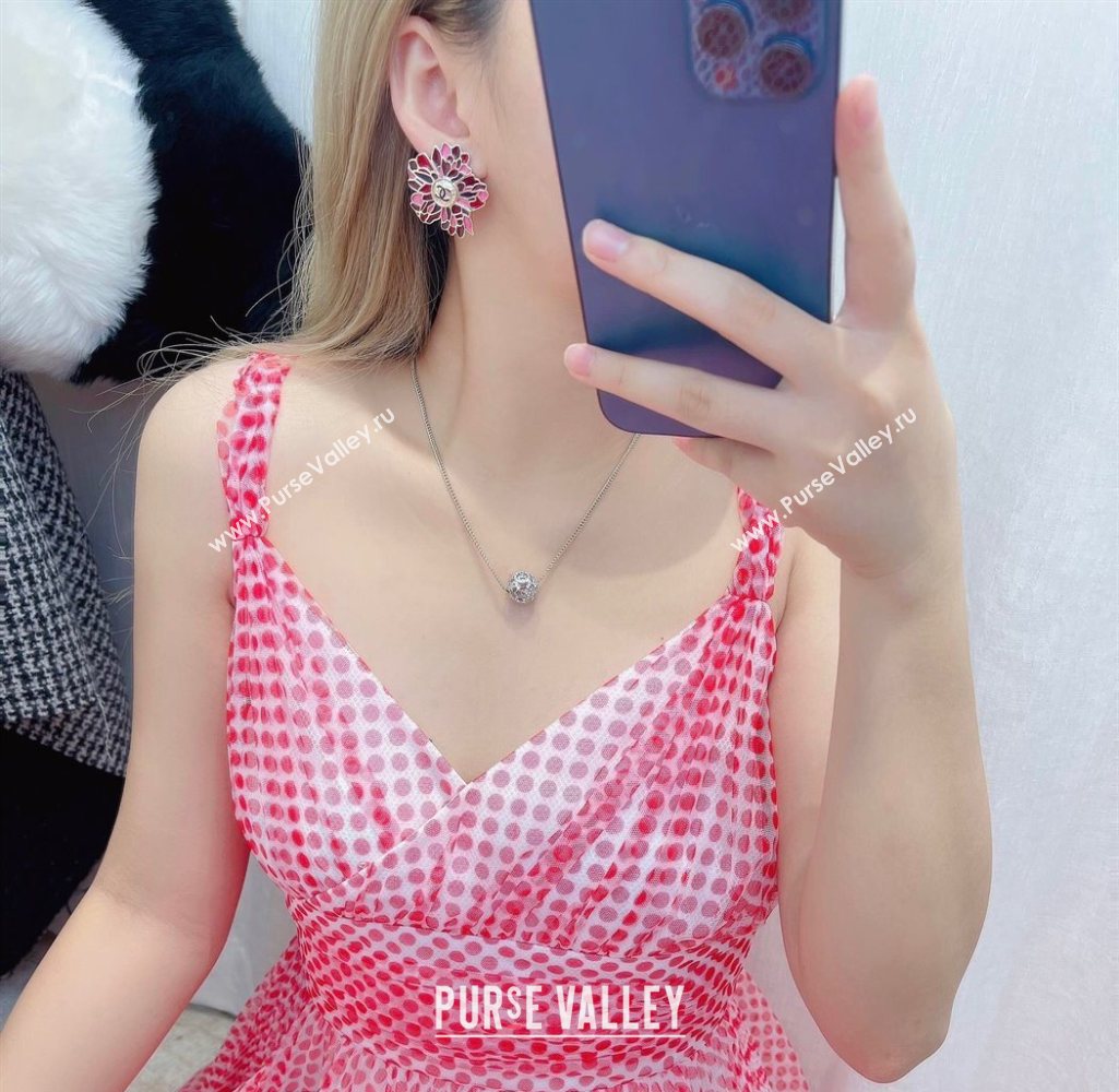 Chanel Bloom Clip Earrings Pink/Red 2025 0725 (YF-250725077)