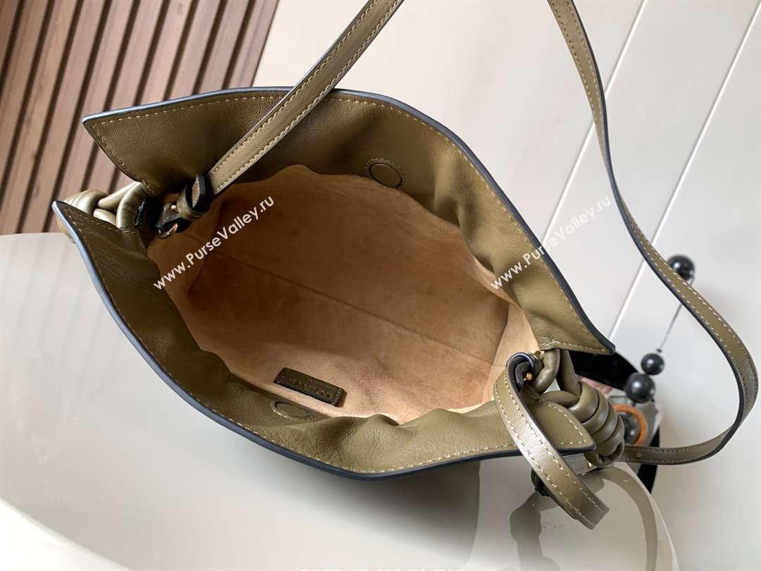 Loewe Mini Flamenco Clutch in Nappa Calfskin 9036 Dark Khaki Green 2023 (MHUI-23111525)