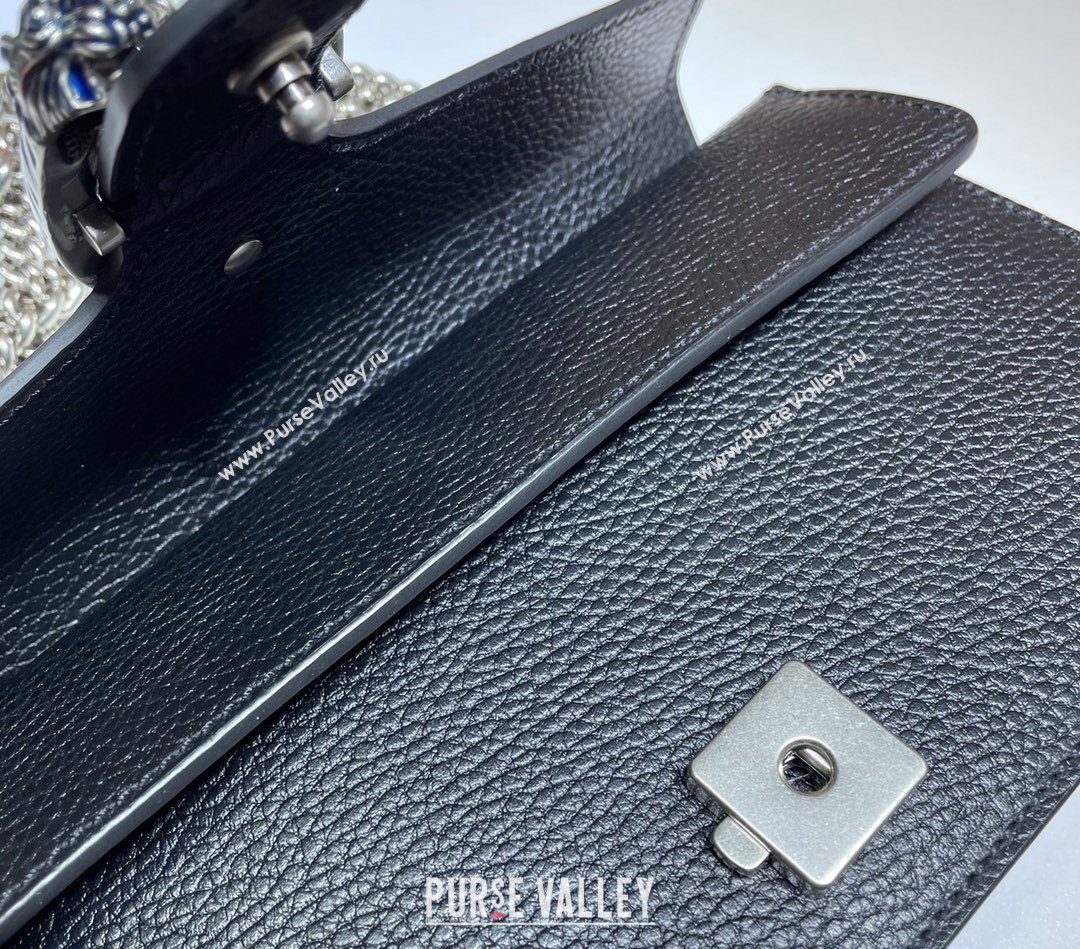 Gucci Dionysus Grained Leather Small Shoulder Bag ‎499623 Black/Blue/Silver 2024 (DLH-241104003)