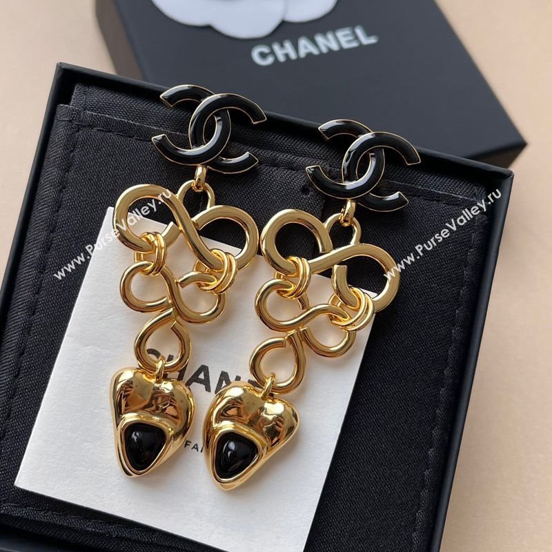 Chanel Heart Pendant Earrings Black/Gold 2025 0725 (YF-250725078)