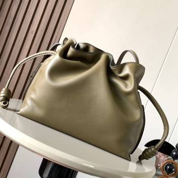 Loewe Flamenco Clutch in Nappa Leather 10856L Dark Khaki Green 2023 (MHUI-23111526)