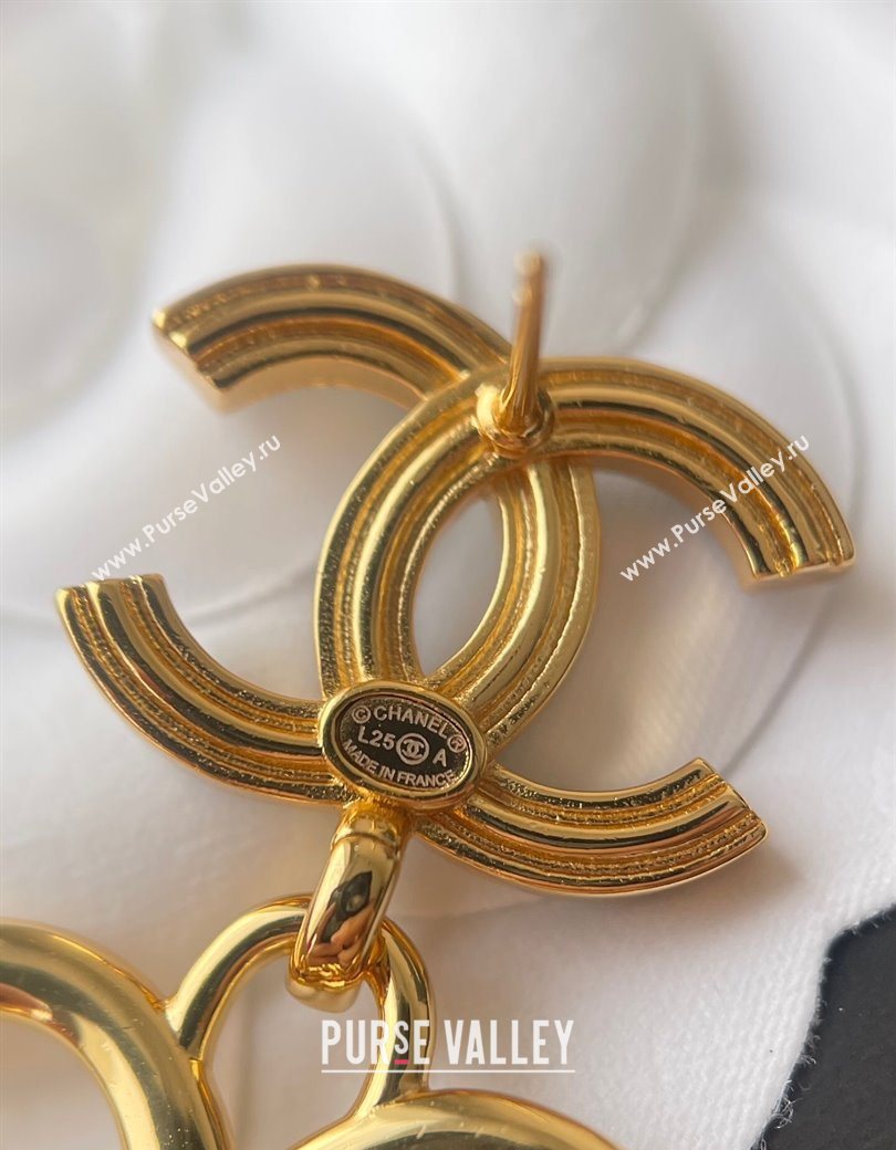 Chanel Heart Pendant Earrings Black/Gold 2025 0725 (YF-250725078)