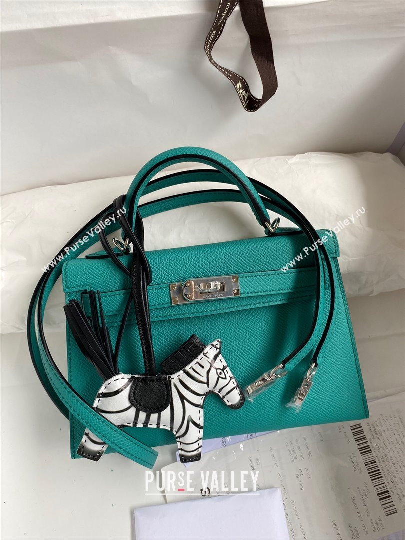 Hermes Mini Kelly II Bag 19cm in Original Epsom Leather Verona Green/Silver 2024 (Full Handmade) (XYA-24022923)