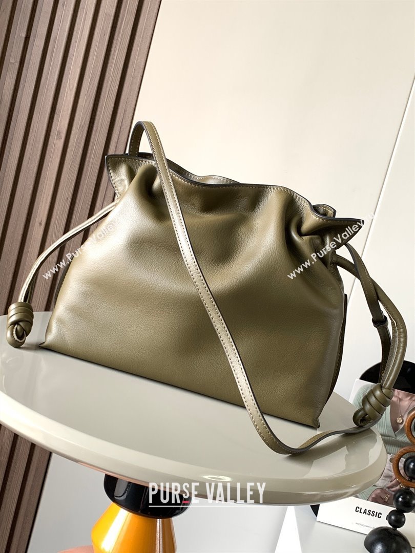 Loewe Flamenco Clutch in Nappa Leather 10856L Dark Khaki Green 2023 (MHUI-23111526)