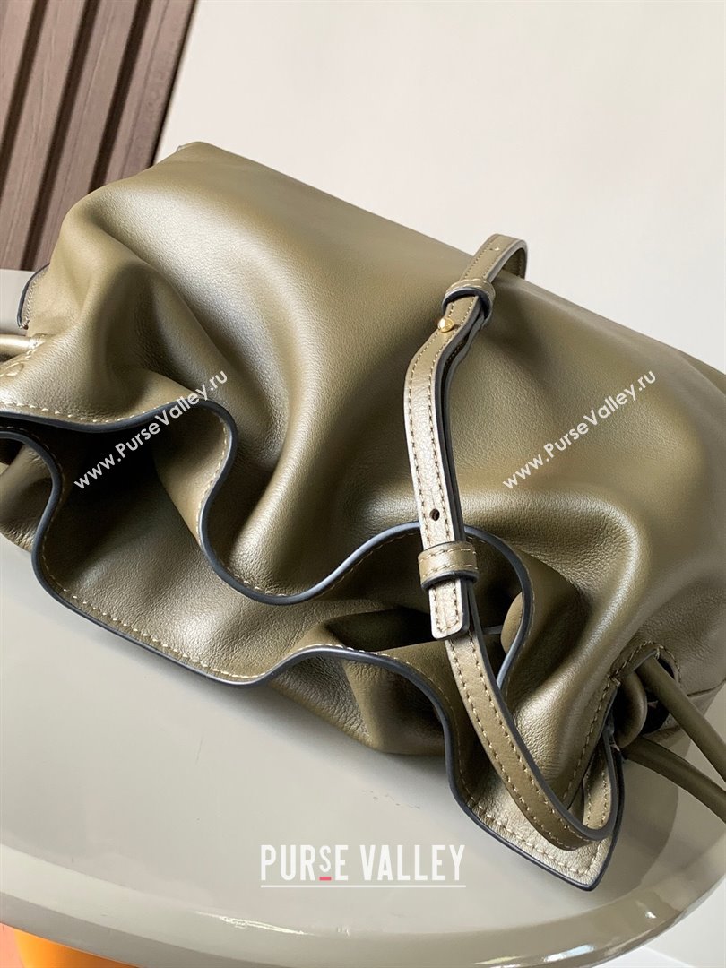 Loewe Flamenco Clutch in Nappa Leather 10856L Dark Khaki Green 2023 (MHUI-23111526)