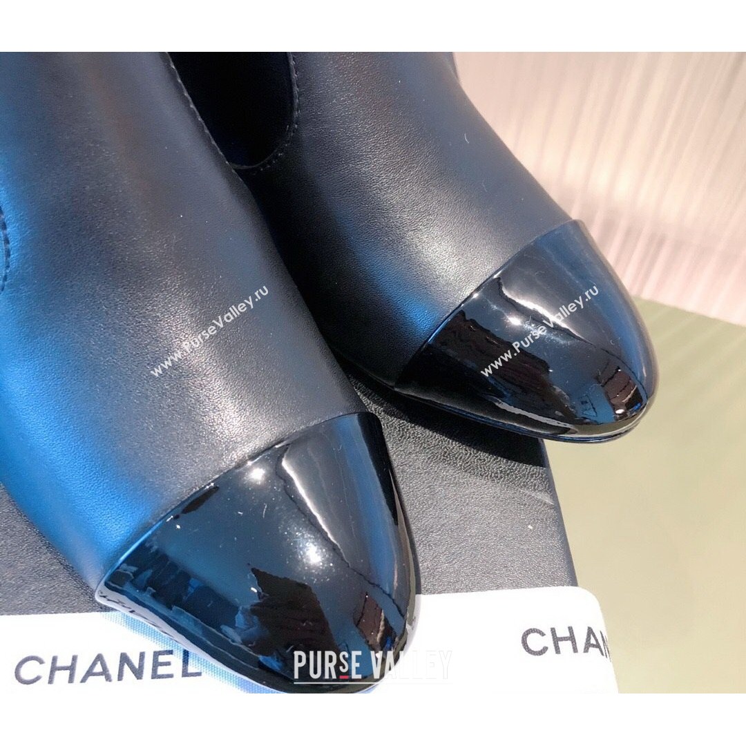 Chanel Leather CC Charm Short Boots Black 2021 (KL-21081646)