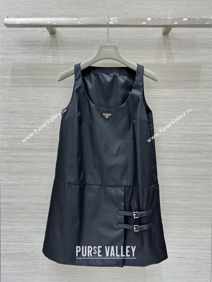 Prada Sleeveless Re-Nylon Dress P92505 Black 2024 (Q-24092505)