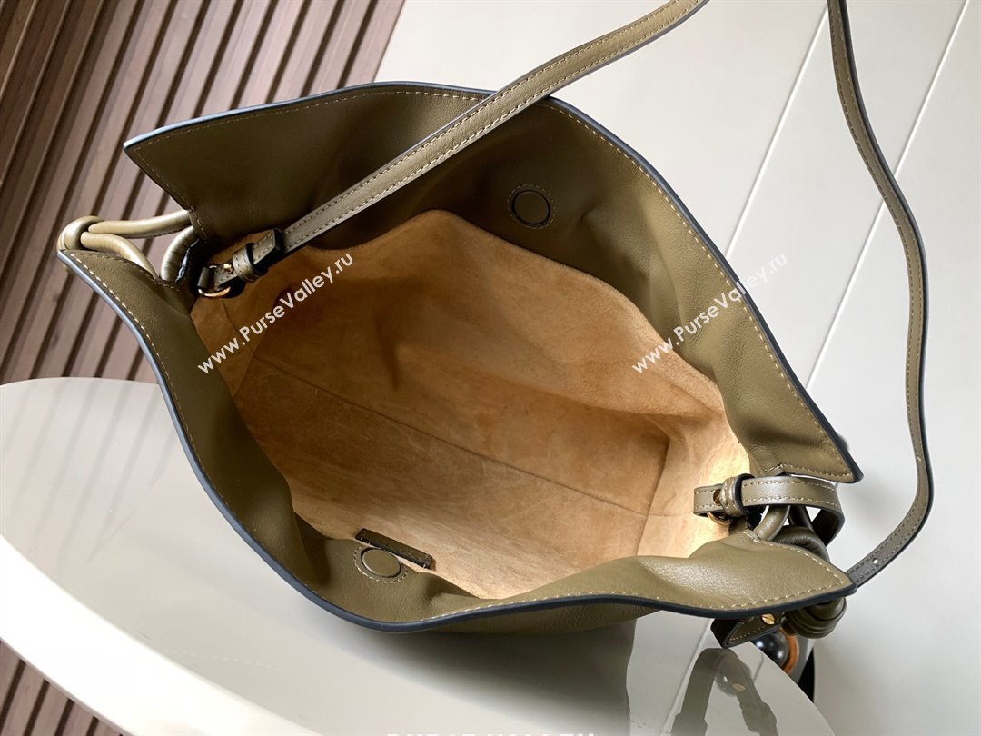 Loewe Flamenco Clutch in Nappa Leather 10856L Dark Khaki Green 2023 (MHUI-23111526)