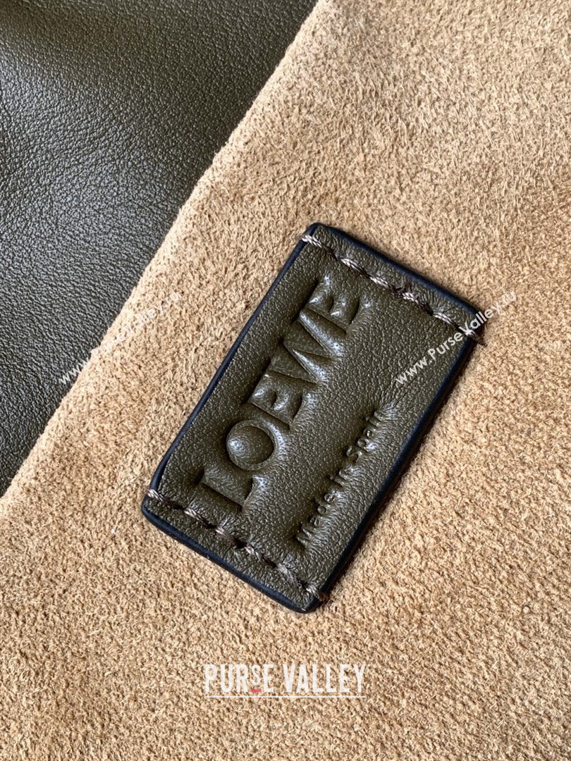 Loewe Flamenco Clutch in Nappa Leather 10856L Dark Khaki Green 2023 (MHUI-23111526)