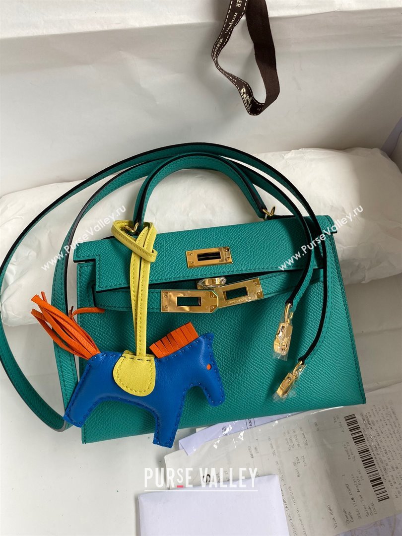 Hermes Mini Kelly II Bag 19cm in Original Epsom Leather Verona Green/Gold 2024 (Full Handmade) (XYA-24022924)