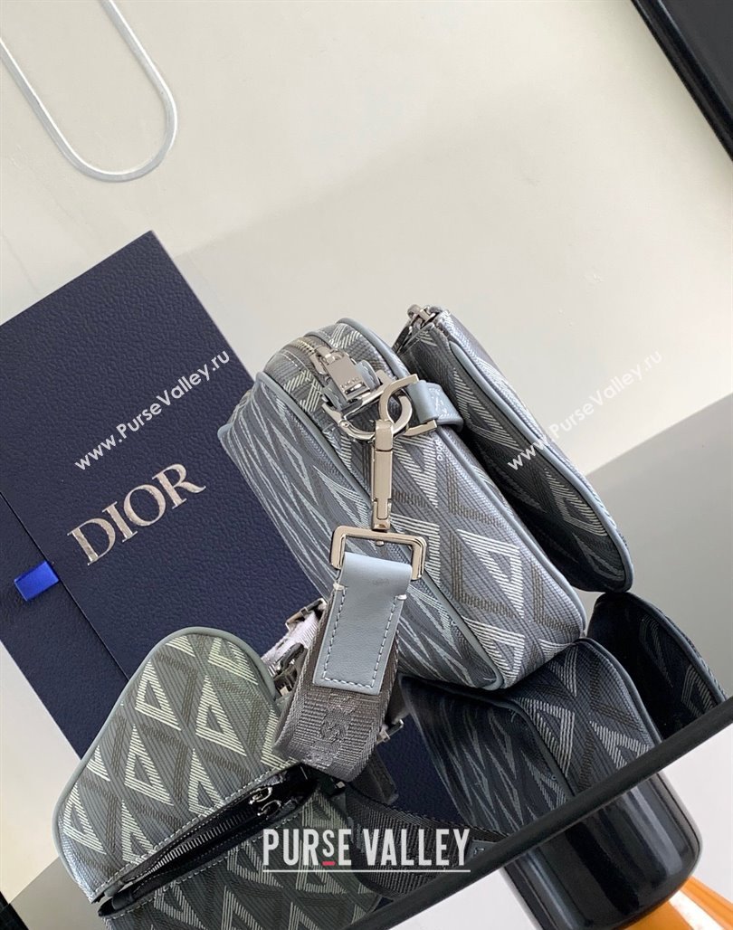 Dior Saddle Triple Pouch Bag in Grey CD Diamond Canvas 2024 (XXG-240312061)