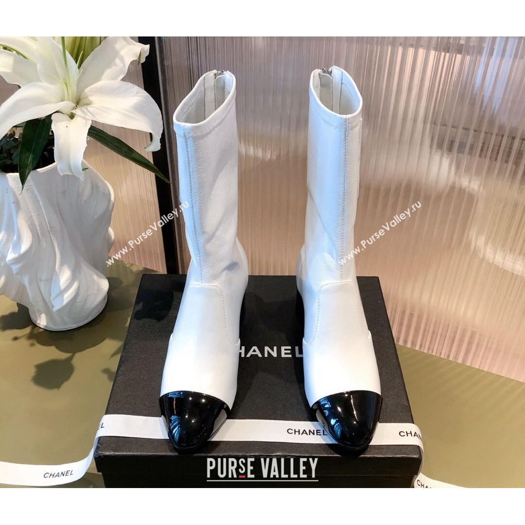 Chanel Leather CC Charm Short Boots White 2021 (KL-21081647)
