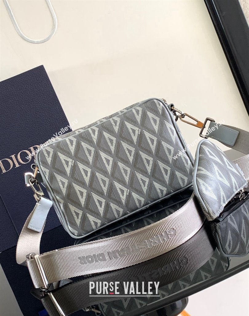 Dior Saddle Triple Pouch Bag in Grey CD Diamond Canvas 2024 (XXG-240312061)
