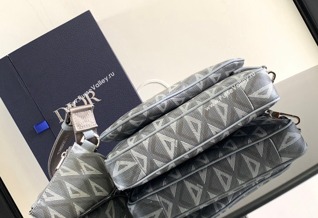 Dior Saddle Triple Pouch Bag in Grey CD Diamond Canvas 2024 (XXG-240312061)