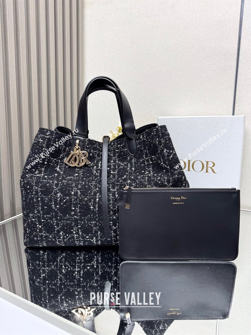 Dior Large Dior Toujours Bag in Black Cannage Tweed 2820 2024 (XXG-24110808)