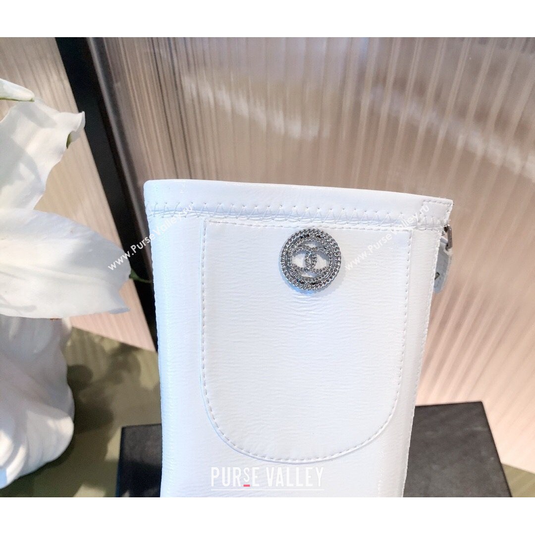 Chanel Leather CC Charm Short Boots White 2021 (KL-21081647)