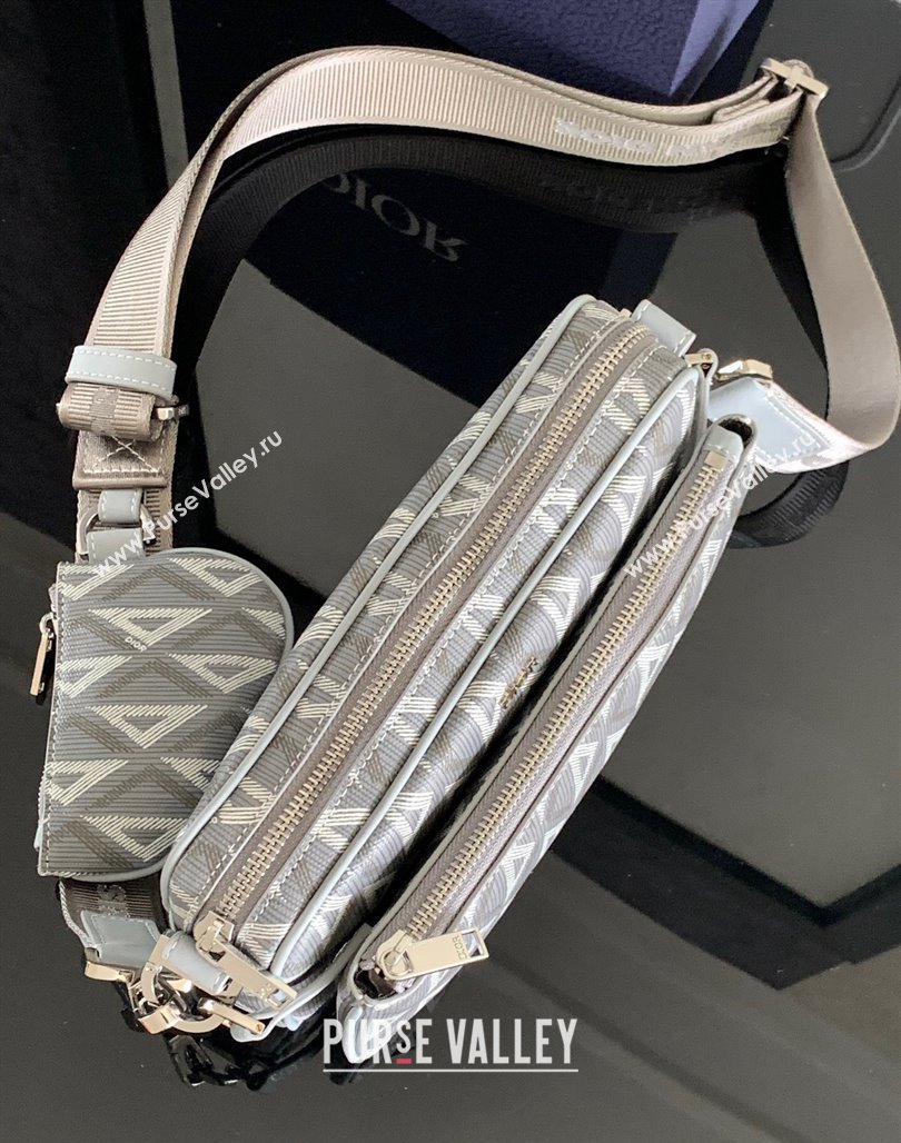 Dior Saddle Triple Pouch Bag in Grey CD Diamond Canvas 2024 (XXG-240312061)