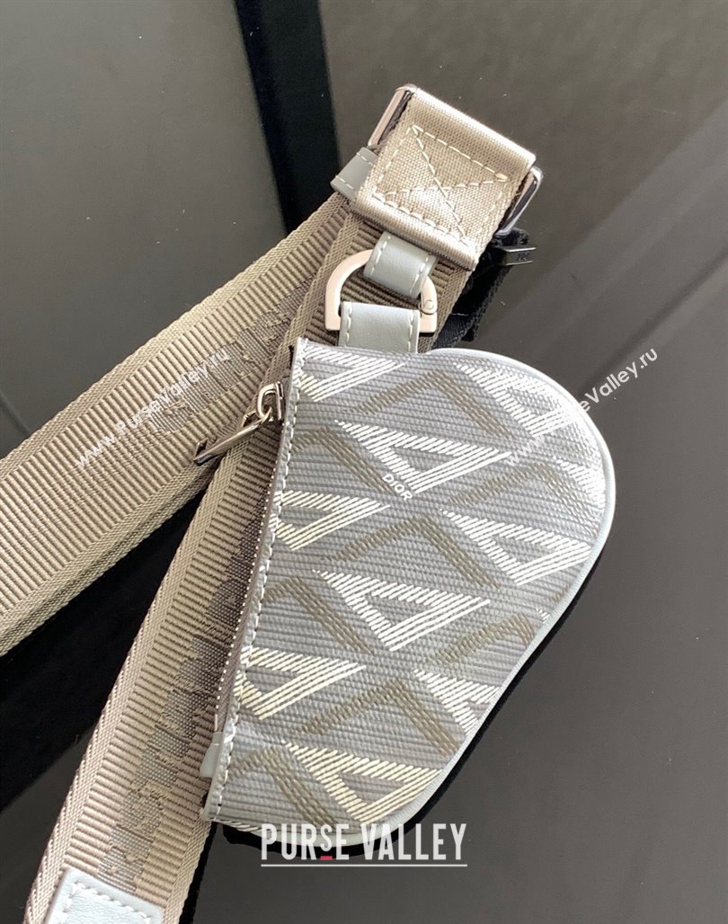 Dior Saddle Triple Pouch Bag in Grey CD Diamond Canvas 2024 (XXG-240312061)