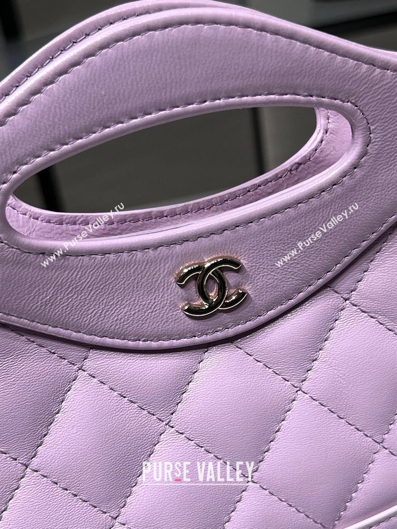 Chanel Shiny Lambskin East-West Mini 31 Shopping Bag AS3656 Light Purple 2024 (YEZI-24042220)