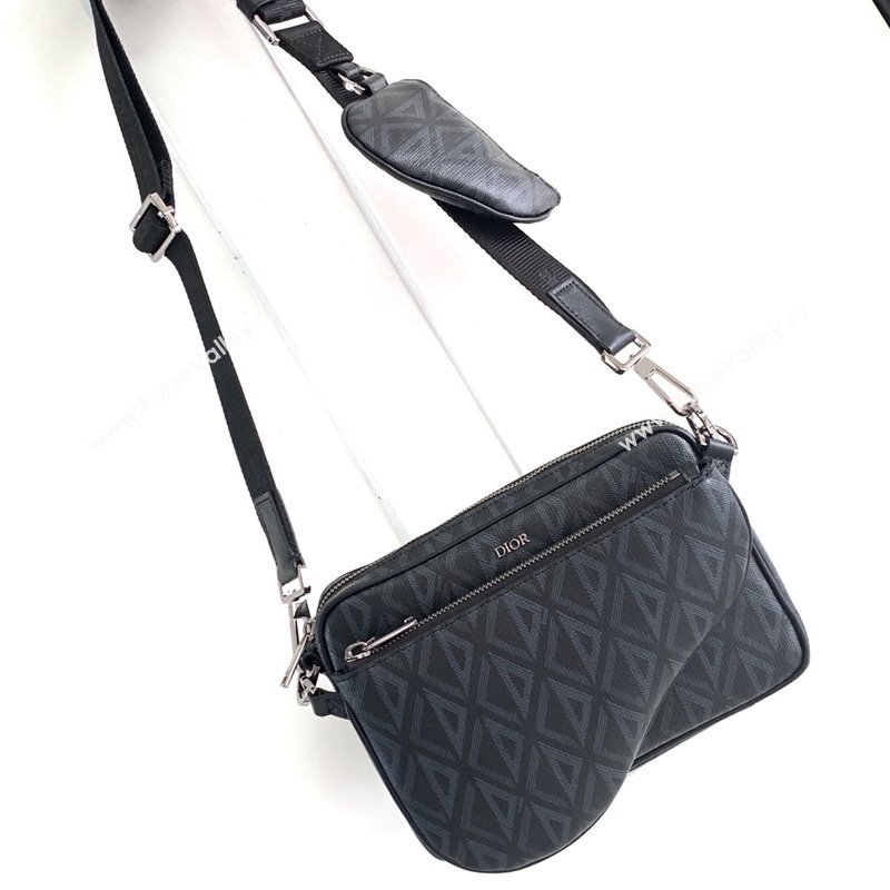 Dior Saddle Triple Pouch Bag in Black CD Diamond Canvas 2024 (XXG-240312062)
