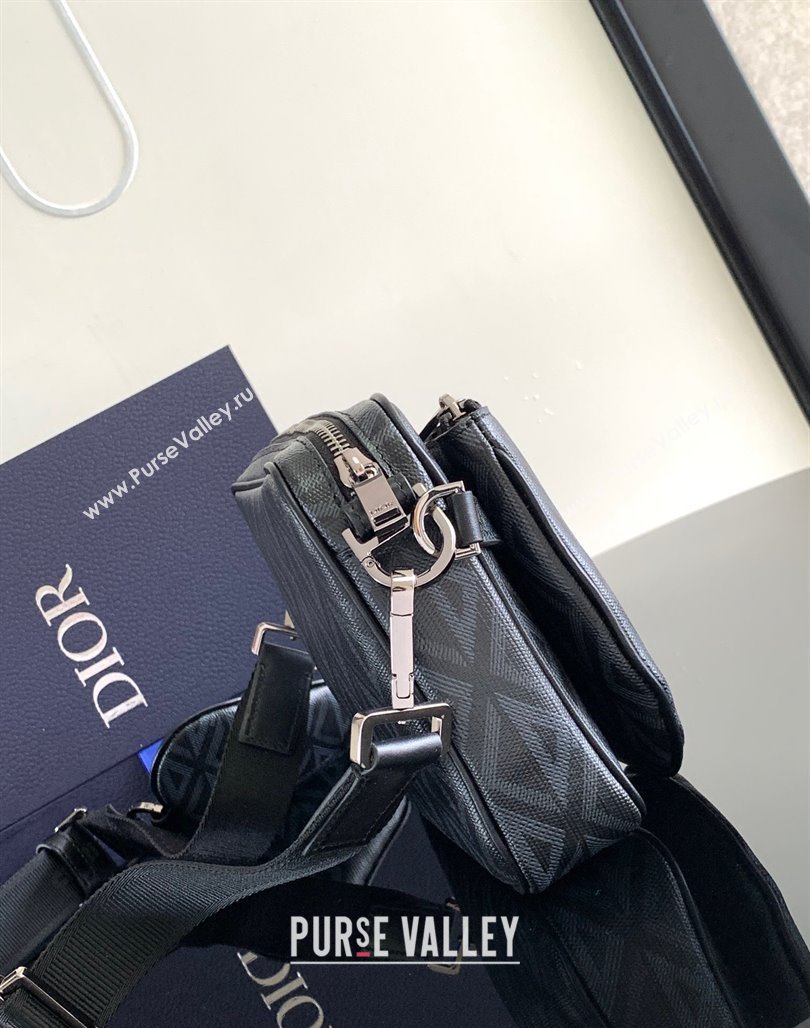 Dior Saddle Triple Pouch Bag in Black CD Diamond Canvas 2024 (XXG-240312062)