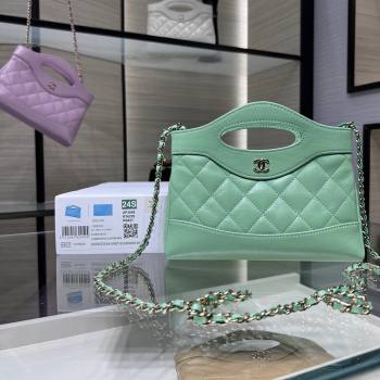 Chanel Shiny Lambskin East-West Mini 31 Shopping Bag AS3656 Green 2024 (YEZI-2404221)