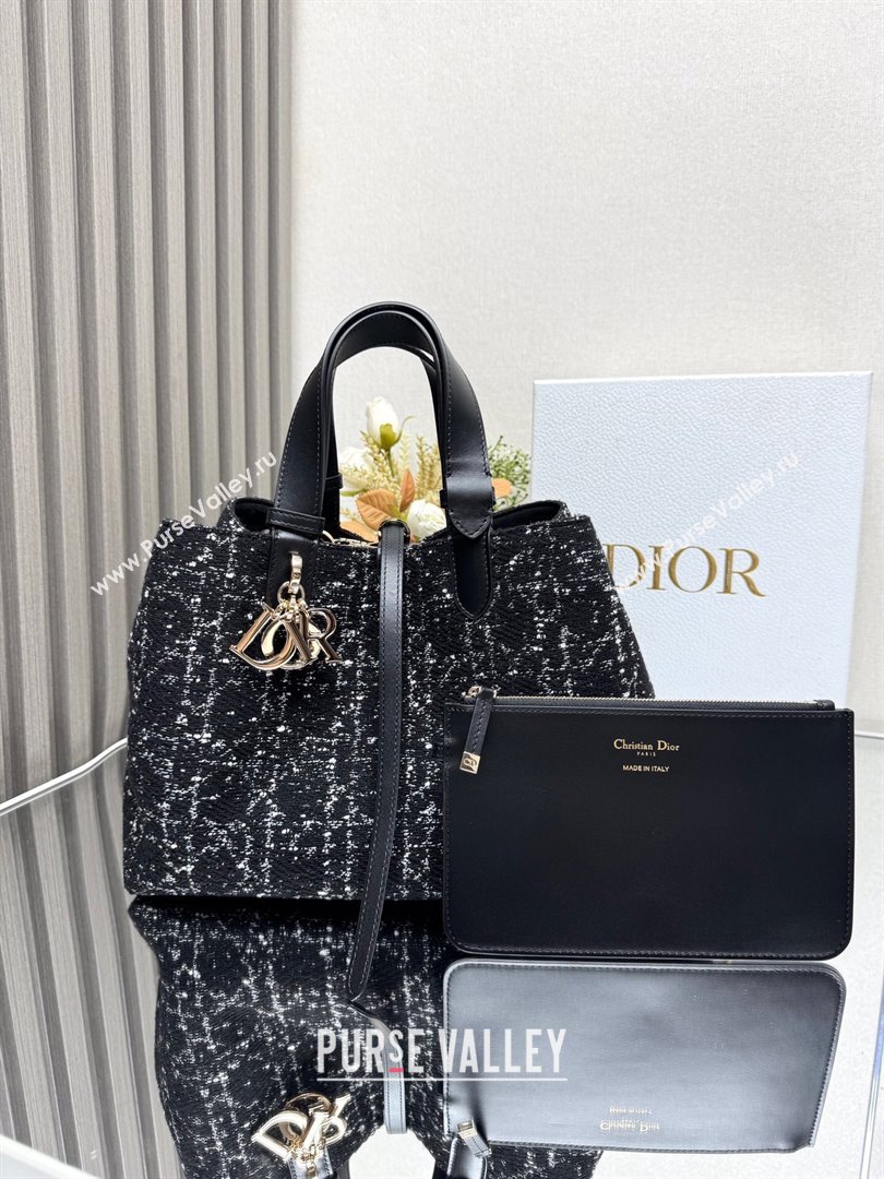 Dior Medium Dior Toujours Bag in Black Cannage Tweed 2821 2024 (XXG-24110809)