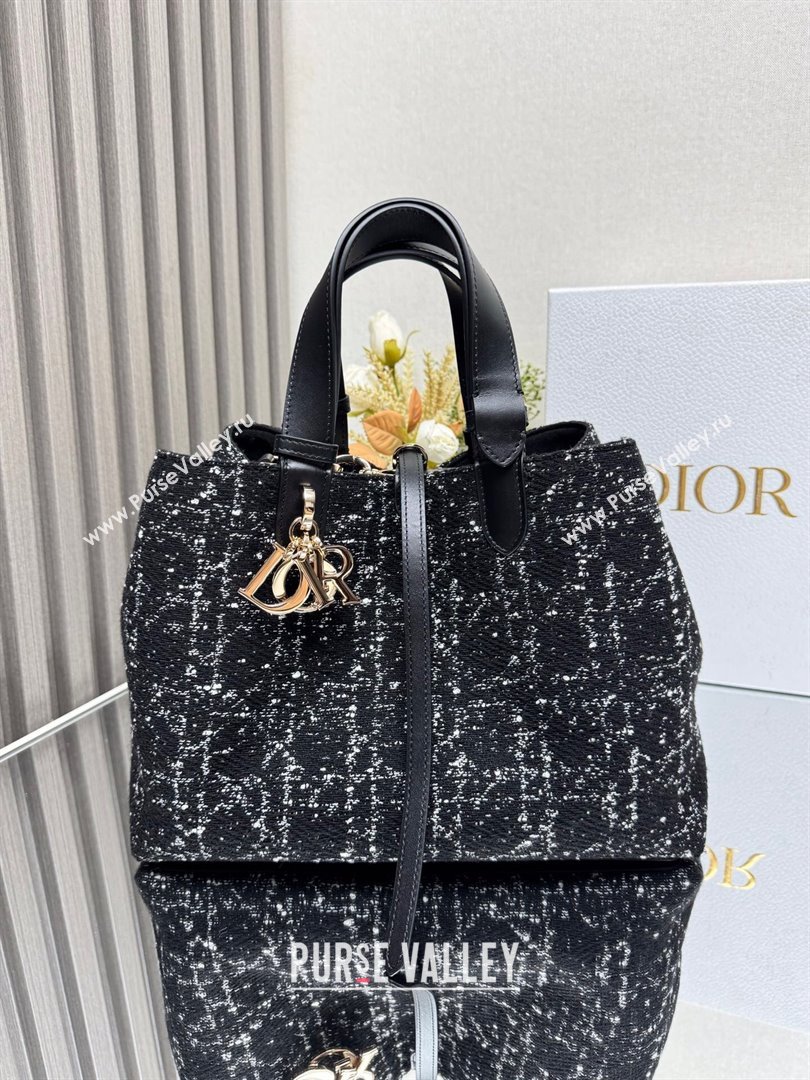 Dior Medium Dior Toujours Bag in Black Cannage Tweed 2821 2024 (XXG-24110809)