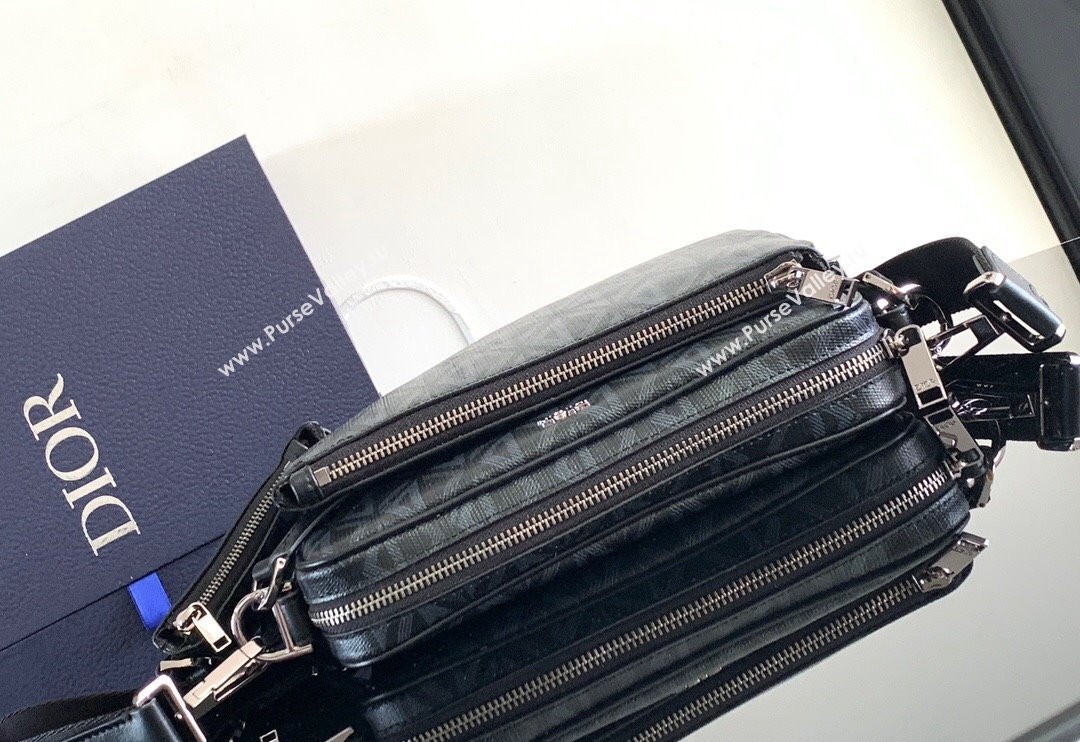 Dior Saddle Triple Pouch Bag in Black CD Diamond Canvas 2024 (XXG-240312062)
