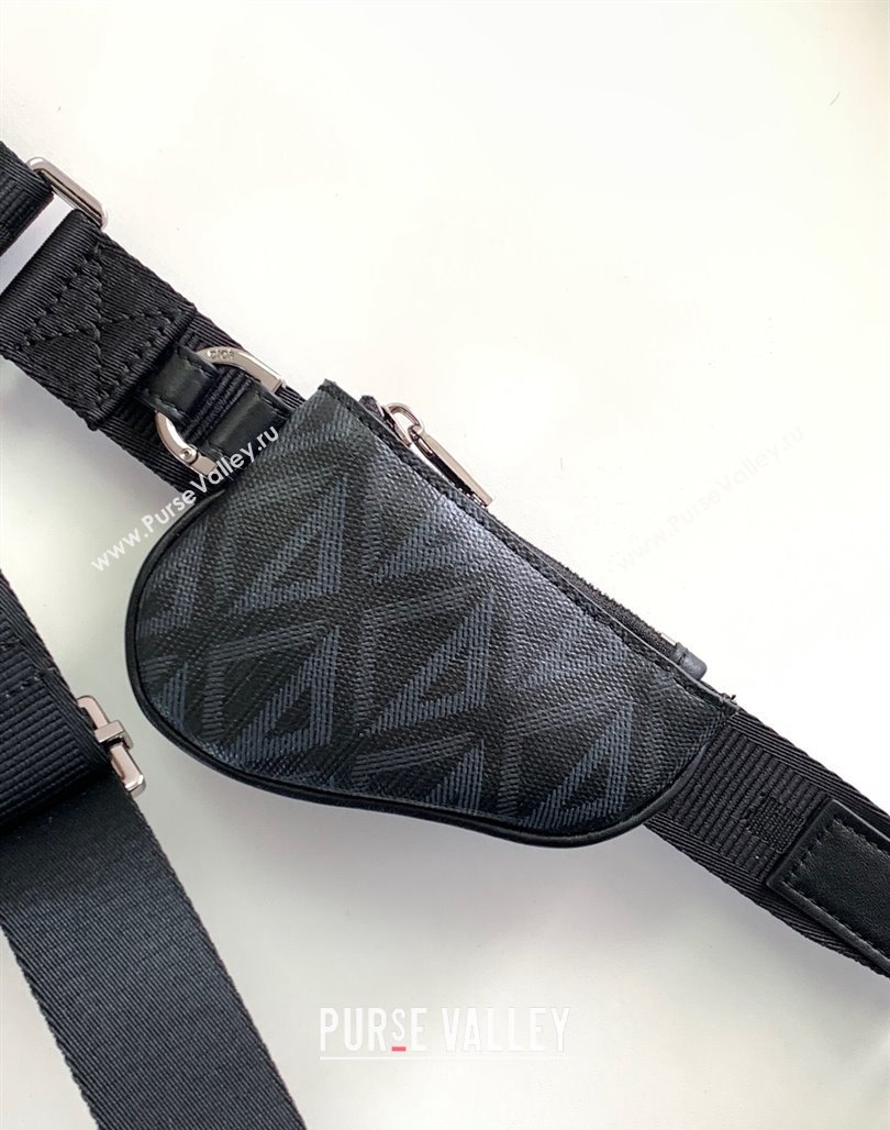 Dior Saddle Triple Pouch Bag in Black CD Diamond Canvas 2024 (XXG-240312062)