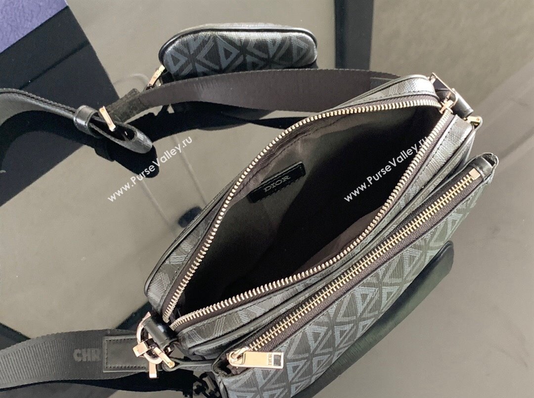 Dior Saddle Triple Pouch Bag in Black CD Diamond Canvas 2024 (XXG-240312062)