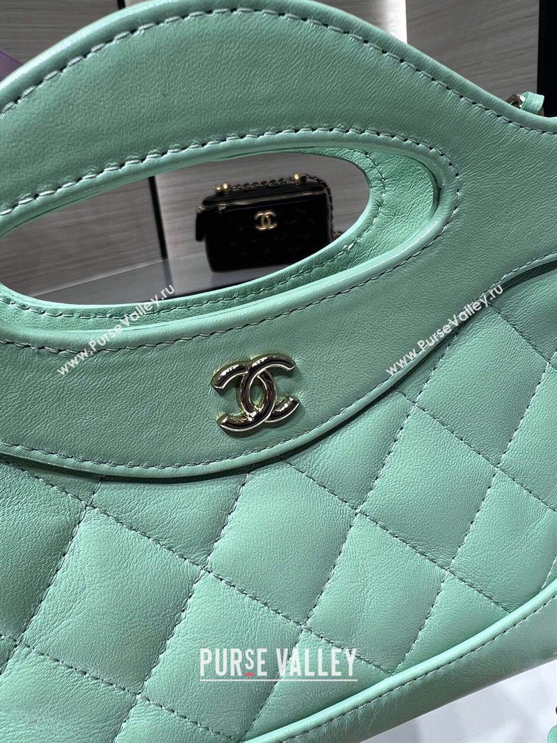 Chanel Shiny Lambskin East-West Mini 31 Shopping Bag AS3656 Green 2024 (YEZI-2404221)