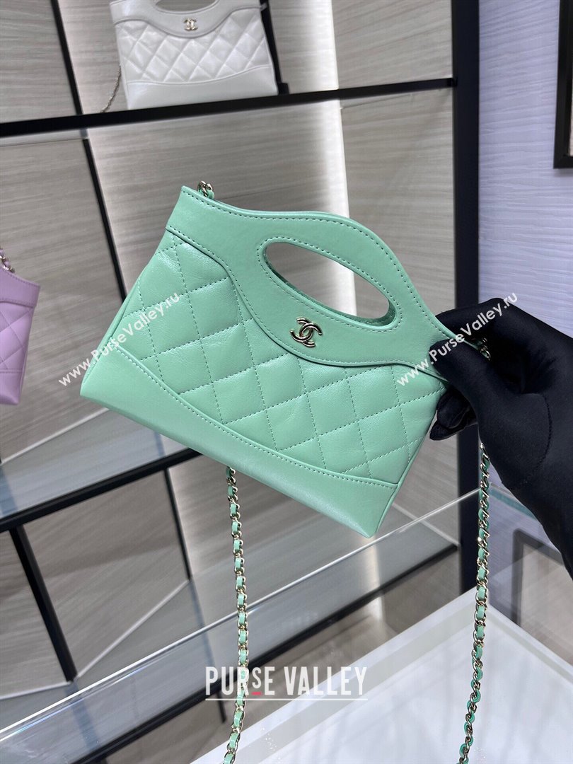 Chanel Shiny Lambskin East-West Mini 31 Shopping Bag AS3656 Green 2024 (YEZI-2404221)