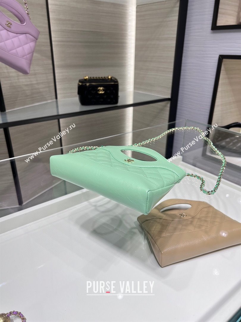 Chanel Shiny Lambskin East-West Mini 31 Shopping Bag AS3656 Green 2024 (YEZI-2404221)