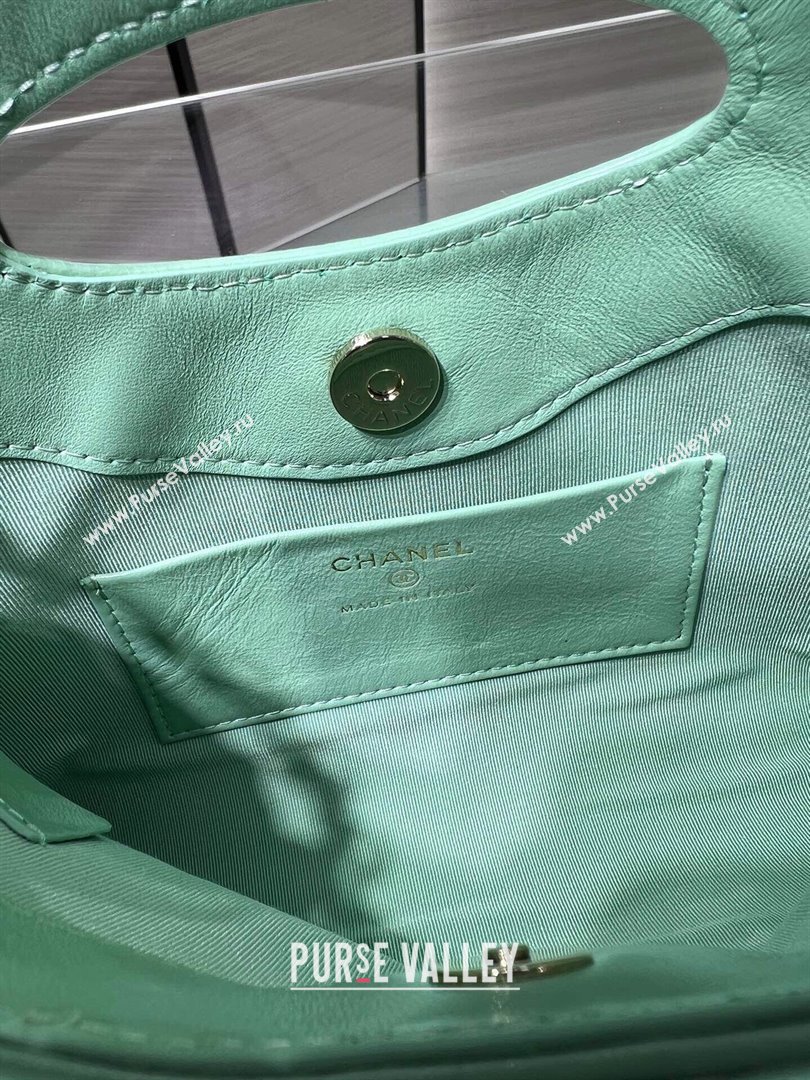 Chanel Shiny Lambskin East-West Mini 31 Shopping Bag AS3656 Green 2024 (YEZI-2404221)